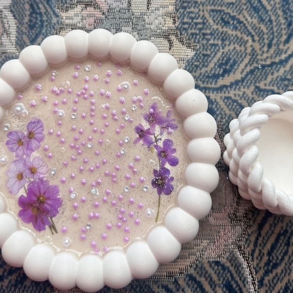 Handmade trinket Tray with Tea Light Candle Holder