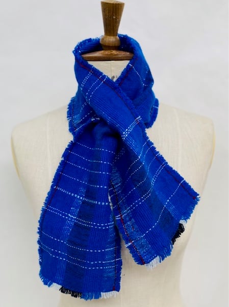 Handwoven Brilliant Blues Shorty Scarf