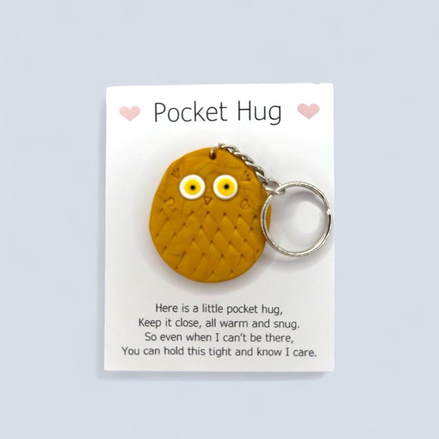 Golden Owl Pocket Hug Keychain or Bag Charm