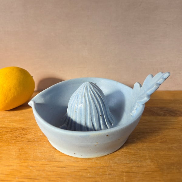 Hand Thrown Stoneware Lemon Juicer Bright Blue