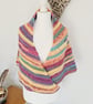 Multicoloured Crochet Scarf, Colourful Striped Triangle Shawl Wrap - Image 5
