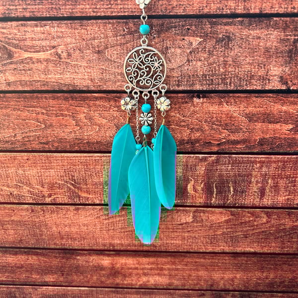 Turquoise Feather Dreamcatcher Hanging