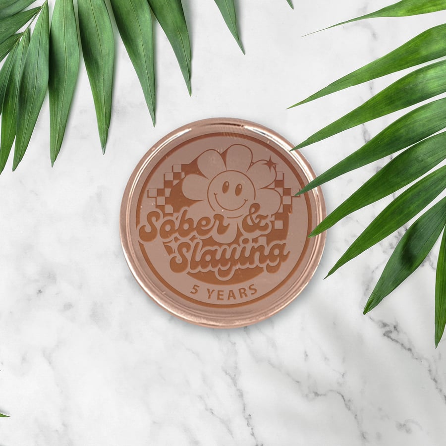Sober & Slaying - 02 Sobriety Coin: Custom Sobriety Token Personalised Milestone