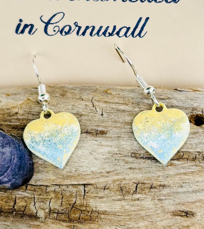 Love the beach hand enamelled earrings on sterling silver ear hooks 