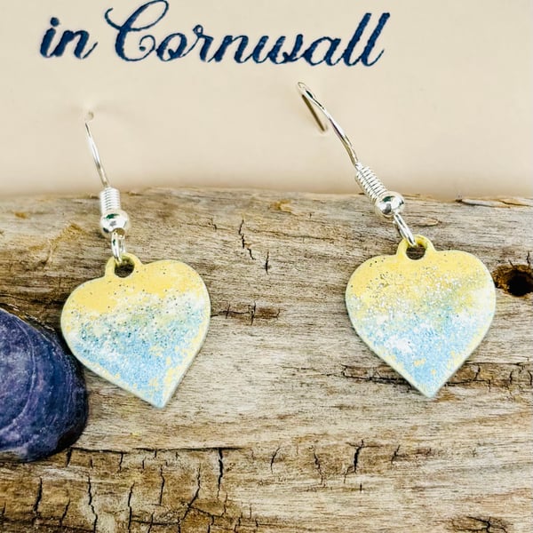 Love the beach hand enamelled earrings on sterling silver ear hooks 