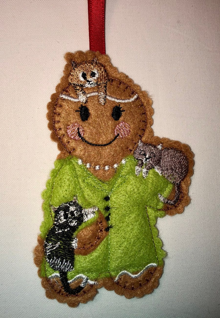 Gingerbread Cat Lady Decoration