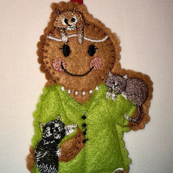 Gingerbread Cat Lady Decoration