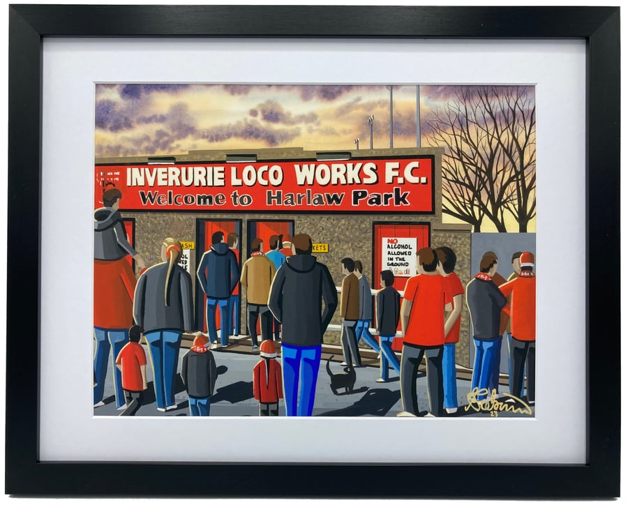 Inverurie Loco Works F.C, Harlaw Park. High Quality Framed Football Art Print.