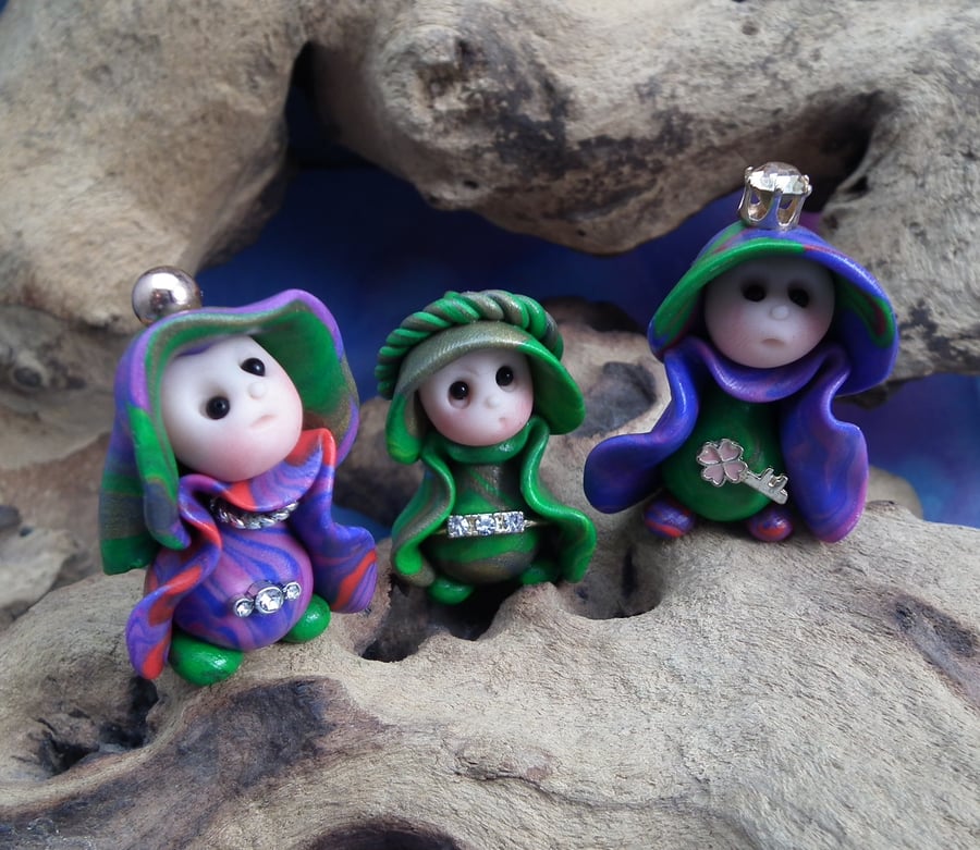 Trio of Gnomes 'Princess and Friends' OOAK Sculpt by Ann Galvin