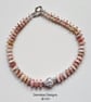 Peruvian Pink Opal & Swarovsky Crystal Bead Sterling Silver Bracelet - Image 9