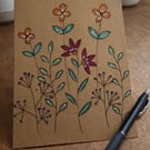 Hand drawn doodle flowers card