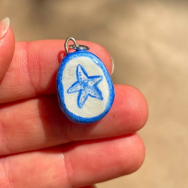 Cute Starfish Handpainted Air Dry Clay Pendant Charm