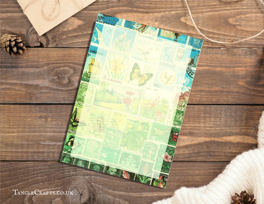 Summer Writing Paper Set, A5 - Postage Stamp Mail Art Collage Design