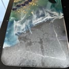 Unique resin serving board with waves homemade