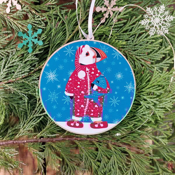 Wooden tree decoration bauble sustainable wood 