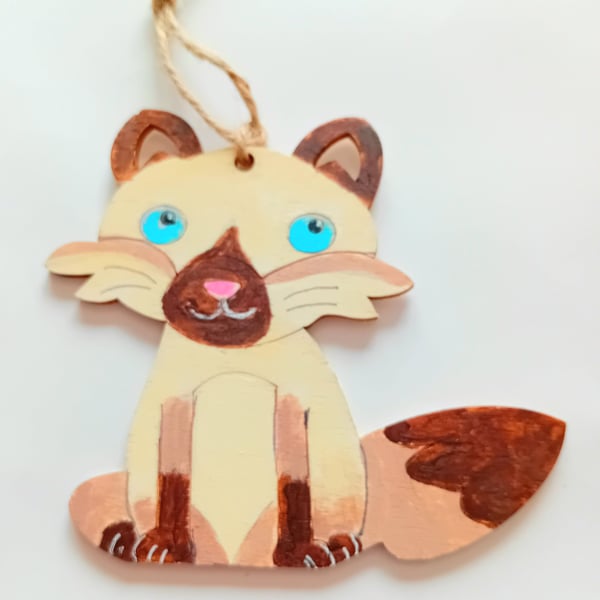 wooden Siamese kitty cat for your tree