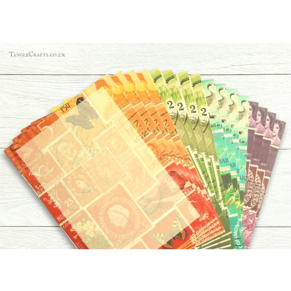 Luxury A5 Writing Paper Set, Tonal Vintage Postage Stamp Print - penpal supplies