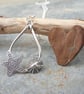 Silver teardrop rockpool beach pendant with starfish and limpet shell - Image 1