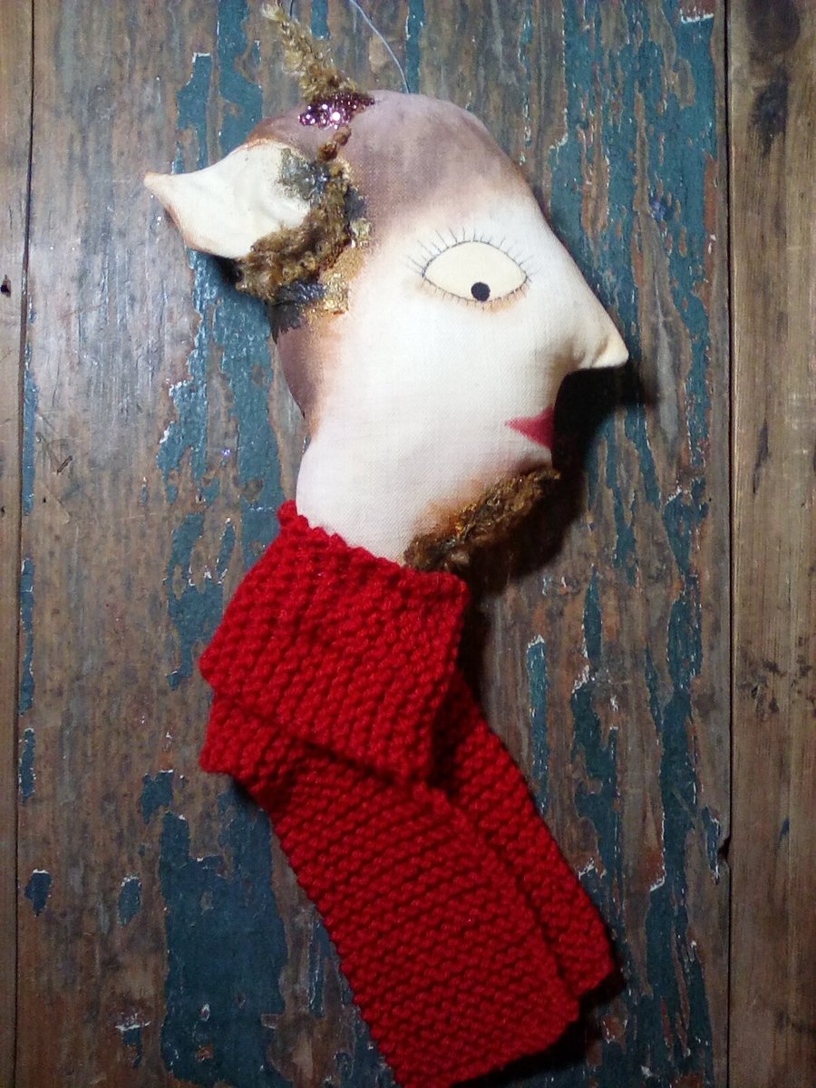 Textile art creature, Mr Tumnus, Narnia wall hanging