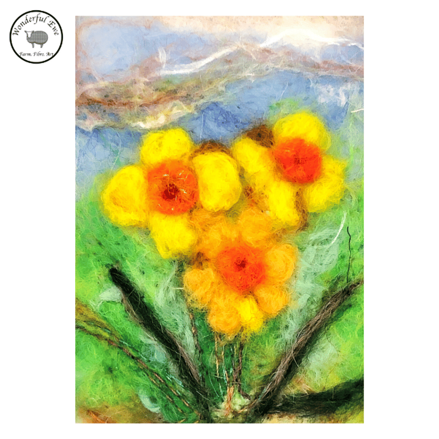 Mini felt picture Spring Flower wet & needle felt fibre art felt painting