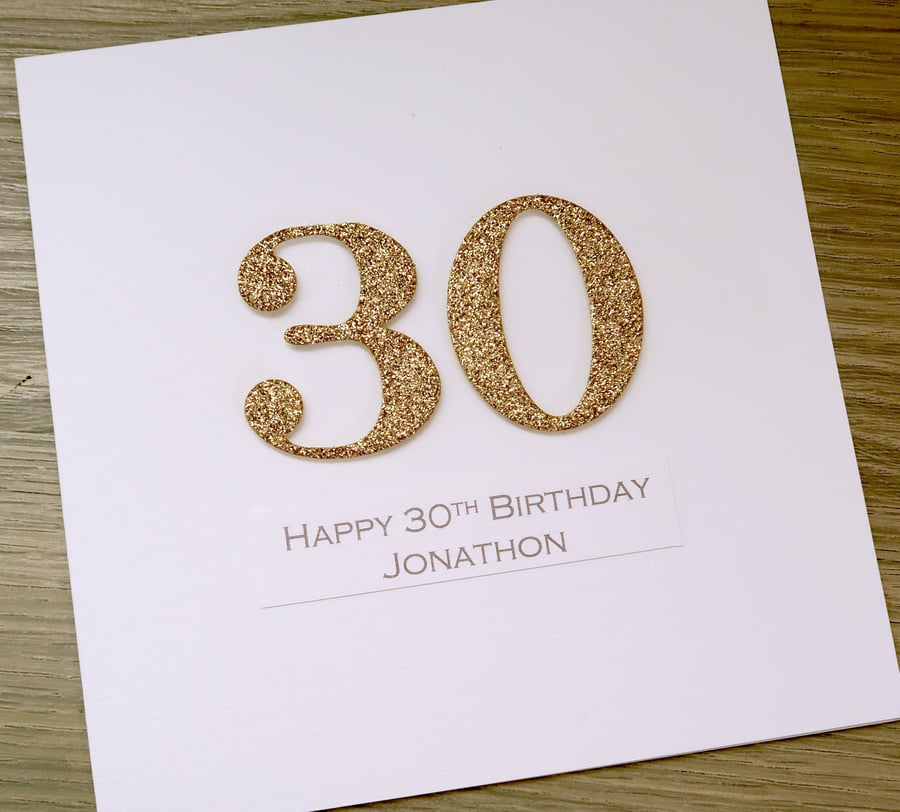 SALE Half price handmade 30th birthday card - personalised