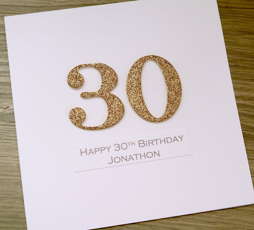 SALE Half price handmade 30th birthday card - personalised