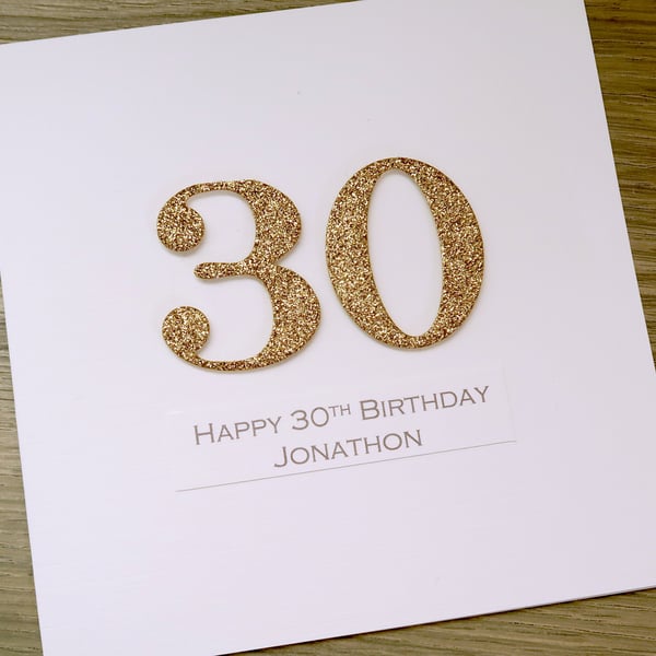 SALE Half price handmade 30th birthday card - personalised