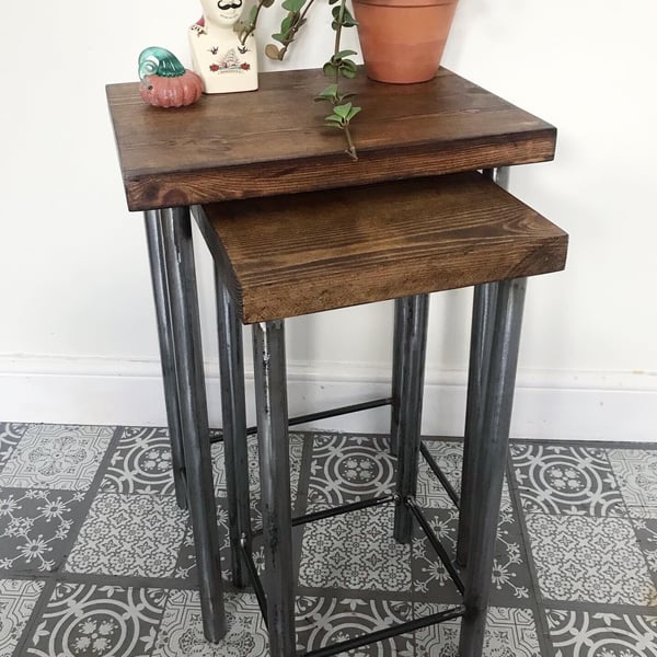 Industrial style nest of 2 tables