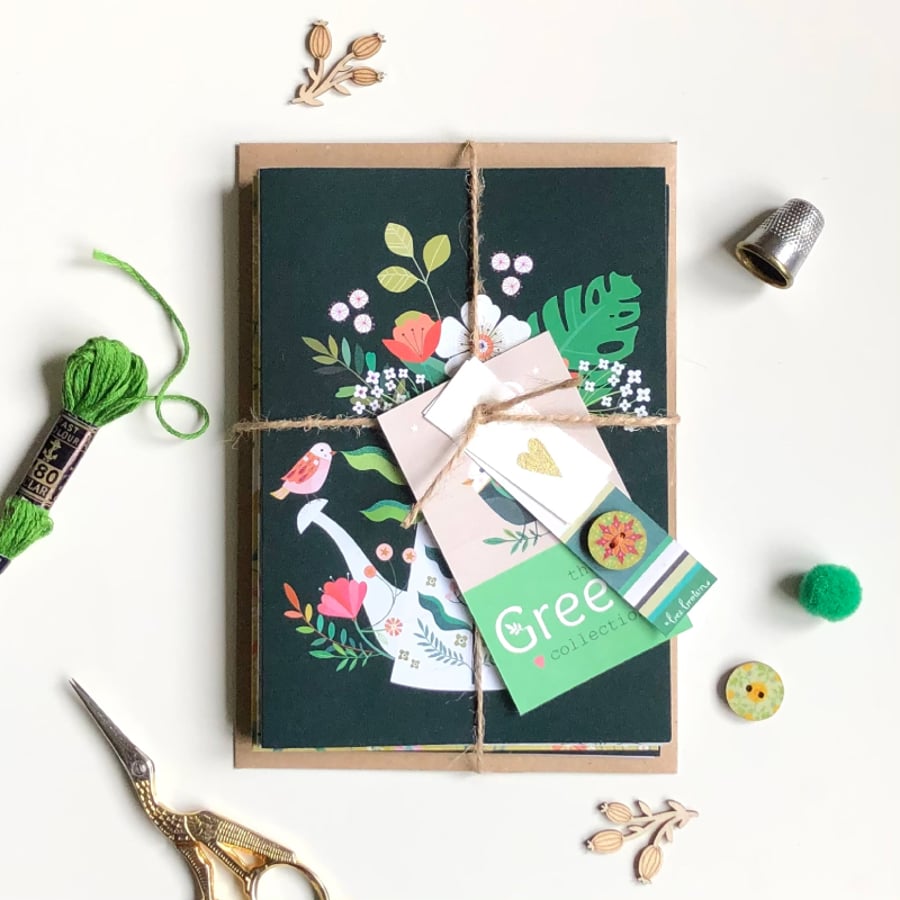 'The Green Collection' - 5 hand-tied eco greetings cards
