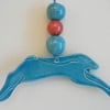 Turquoise Hare decorative ceramic hanger with 3 beads