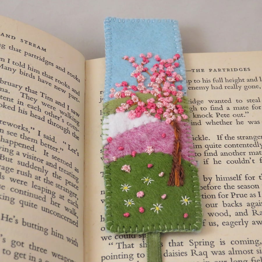 Blossom Embroidered Felt Bookmark