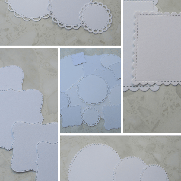 14 Die cut essential shapes for use as bases or for matting and layering (White)