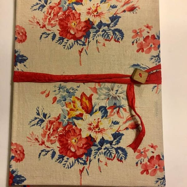 Floral Linen Covered A4 Journal