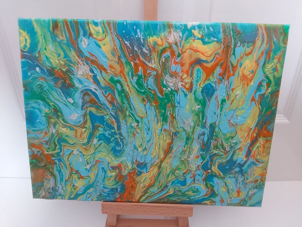Abstract Hand Poured Acrylic Fluid Art Painting