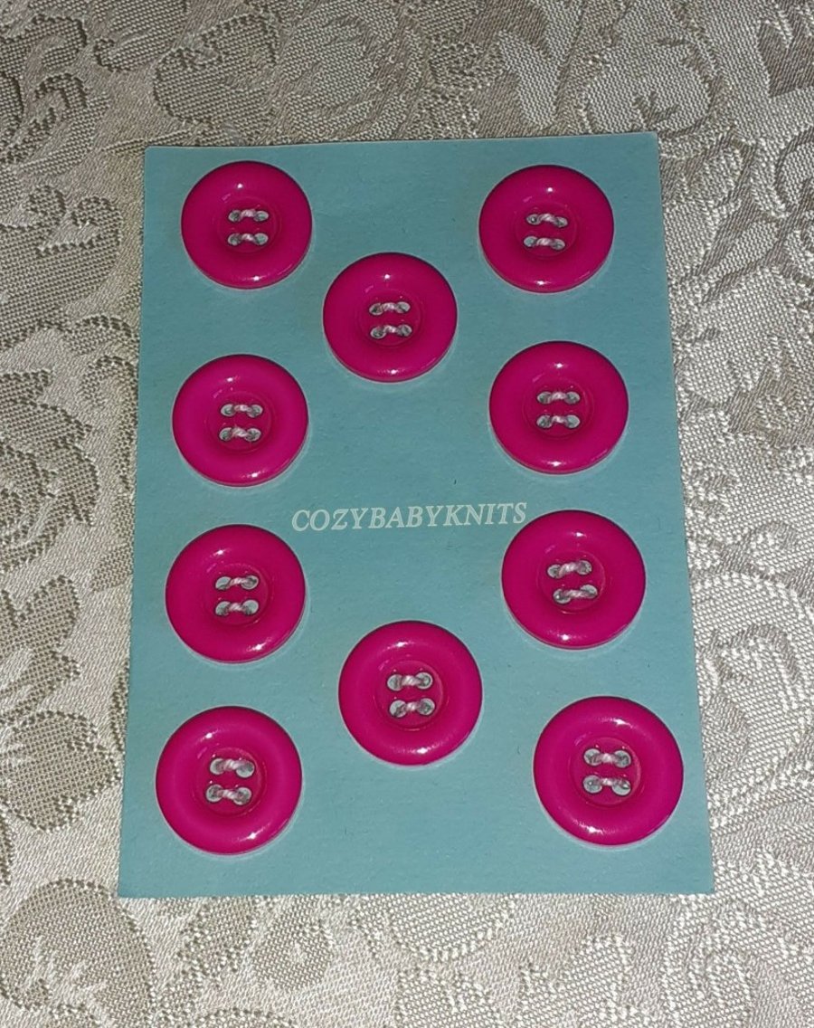 18MM CERISE PINK ROUND BUTTONS WITH FOUR HOLES FOR ATTACHING 