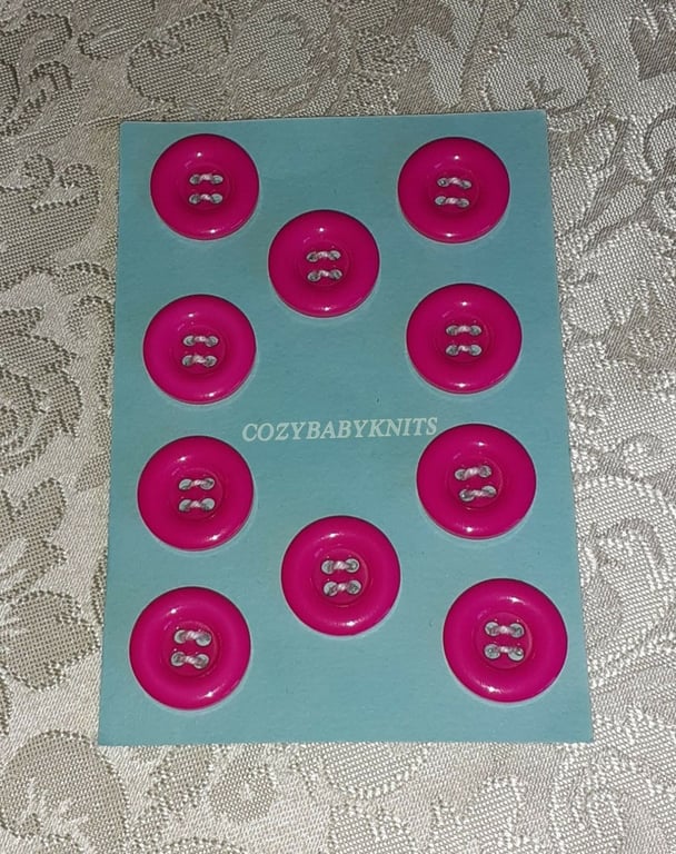 18MM CERISE PINK ROUND BUTTONS WITH FOUR HOLES FOR ATTACHING 