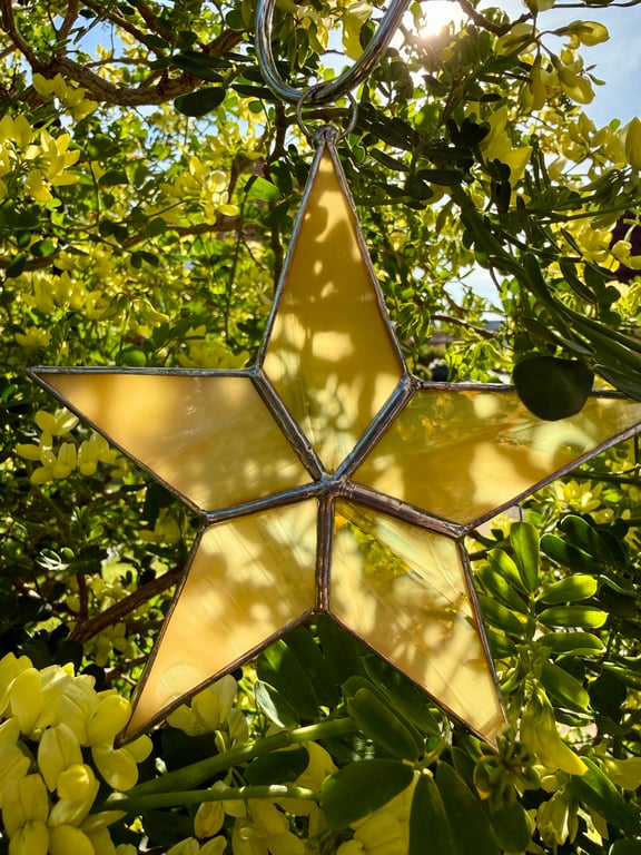 Stained Glass 5-point Star - Butter-yellow