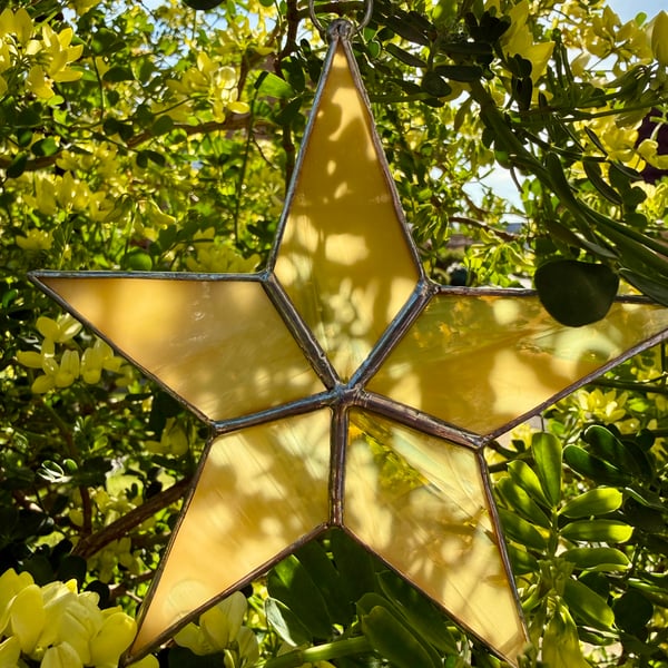 Stained Glass 5-point Star - Butter-yellow