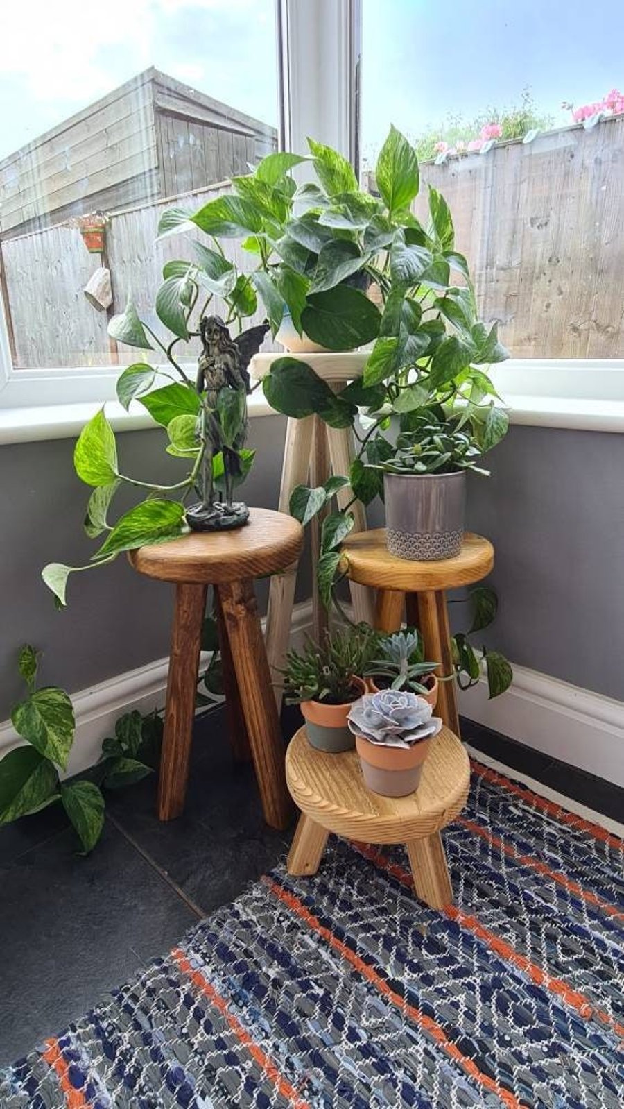 Plant Pot Stand - Reclaimed Scaffold Board Plant Pot Stool