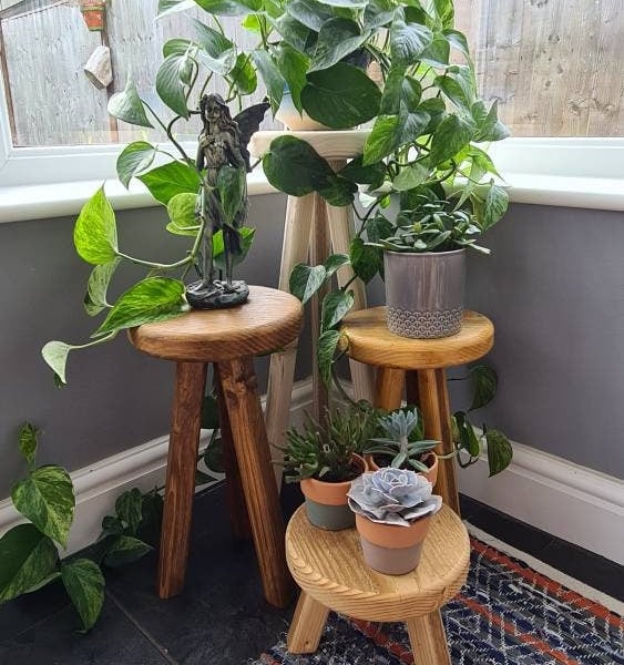 Plant Pot Stand - Reclaimed Scaffold Board Plant Pot Stool