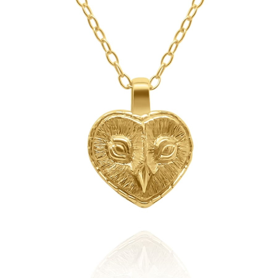 Gold vermeil Owl charm pendant and chain.
