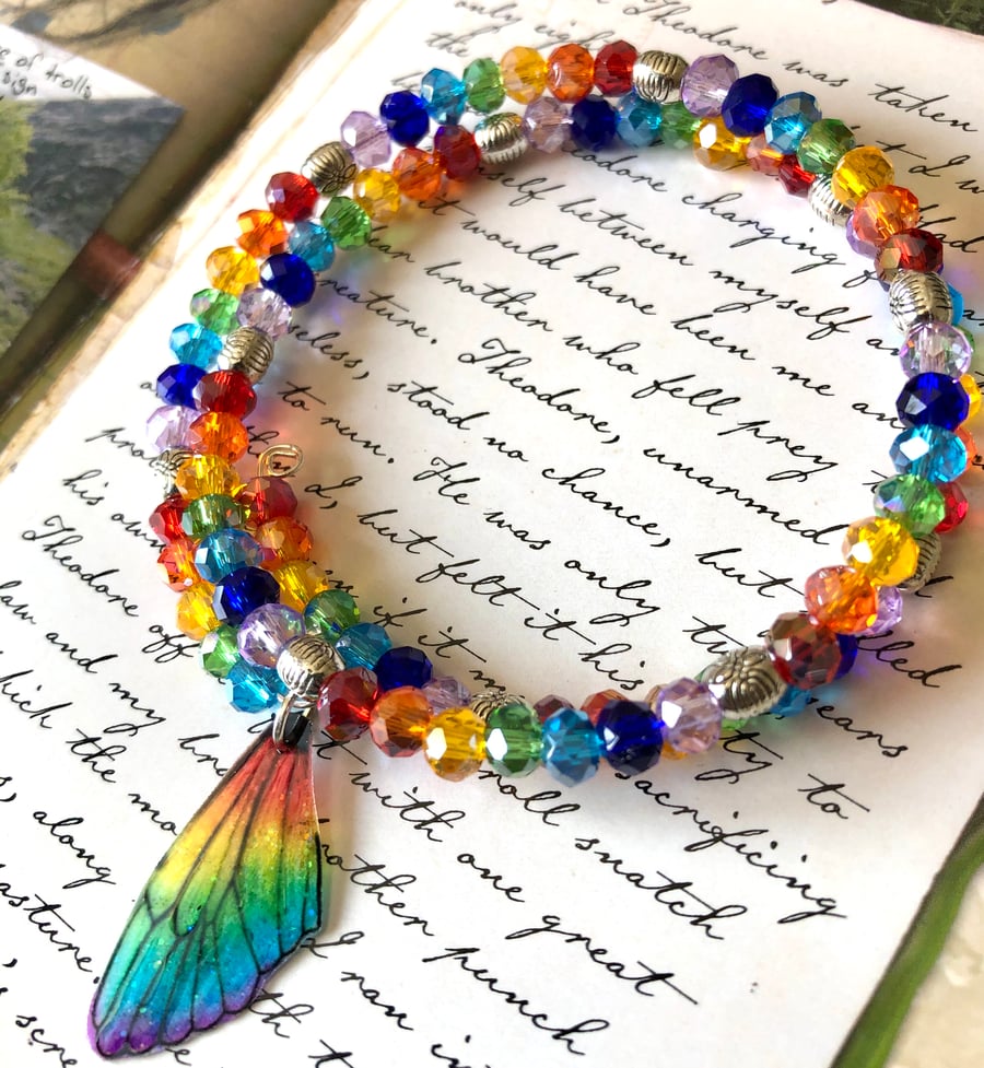 Rainbow Fairy Wing Beaded Bracelet