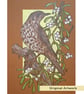 A Mistle Thrush with Mistletoe original drawing, small artwork, bird wall art