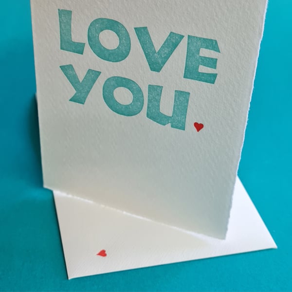 "Love You" letterpress card