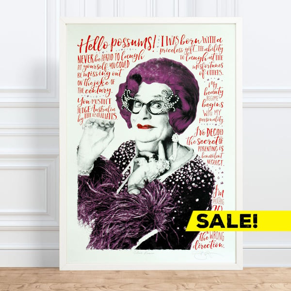 Dame Edna Everage -  Hand Printed, Silkscreen, Screen Print.