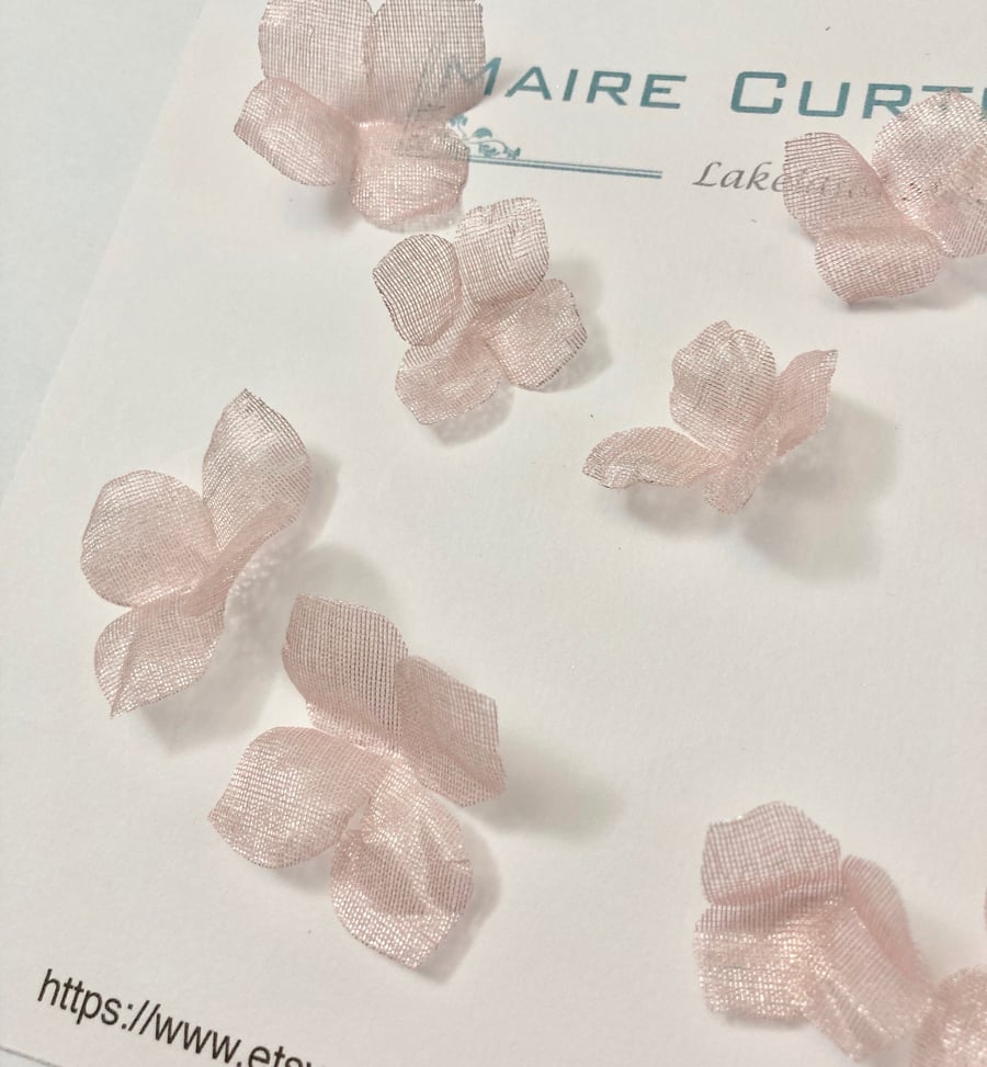 Metallic Silver Pink Silk organza Hydrangea Flowers,