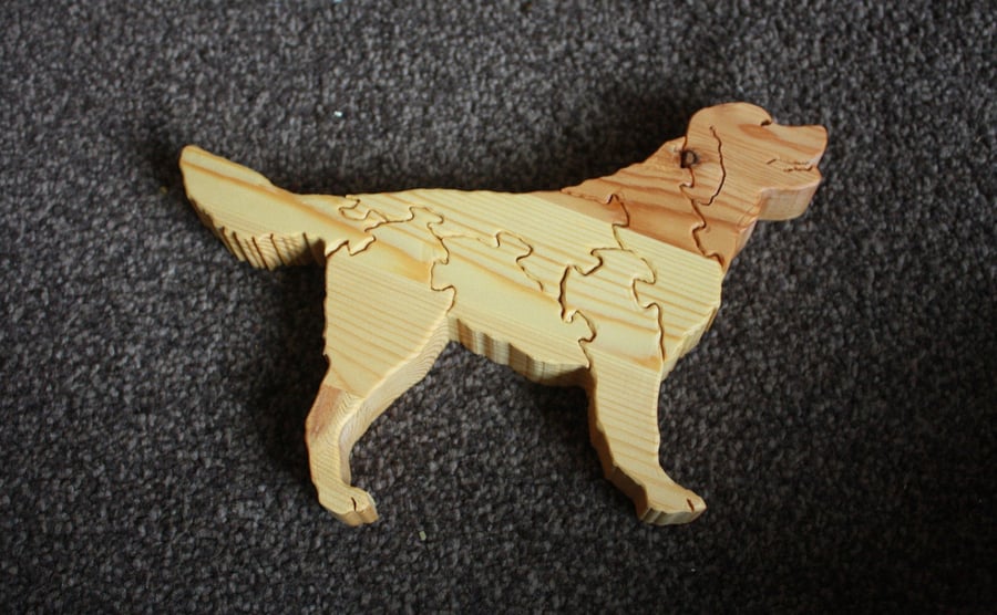 Wooden Golden Retriever Jigsaw Ornament