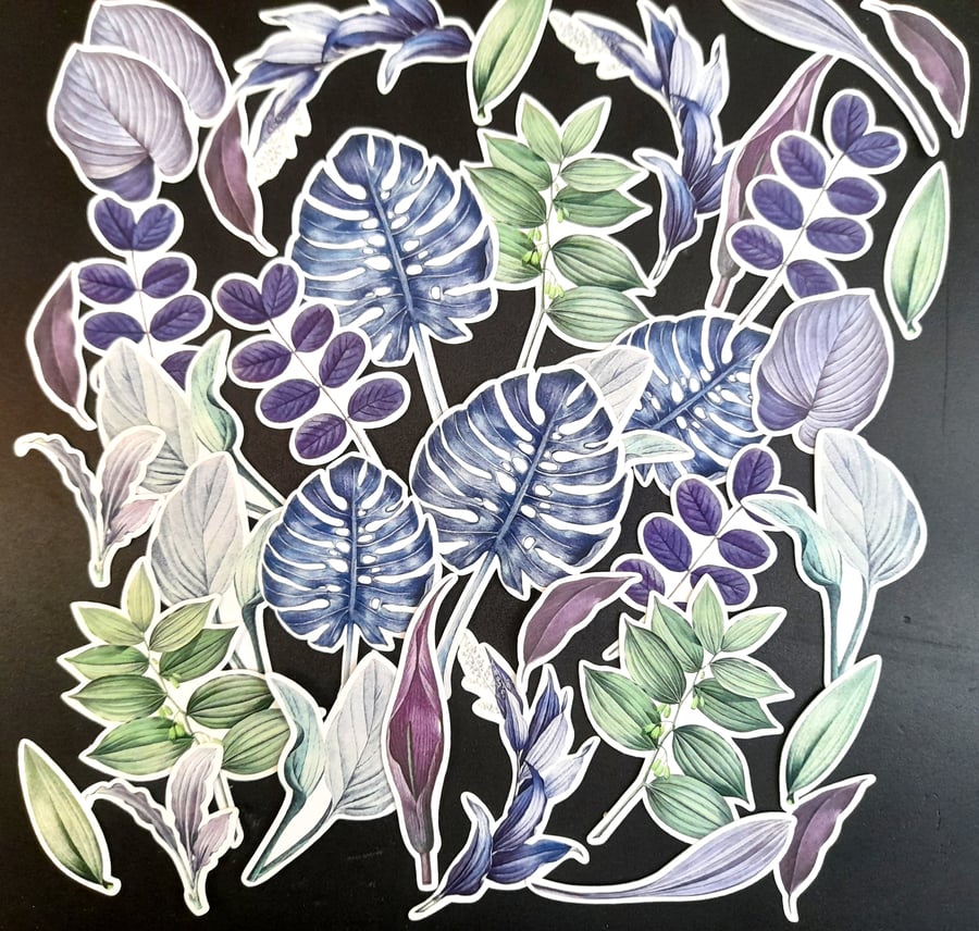 Tropical leaves die cuts, ephemera card topper embellishments