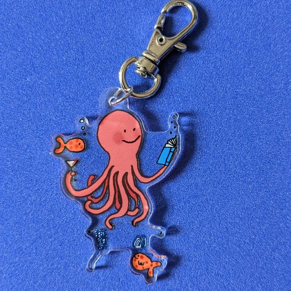 Pink octopus keyring or bag charm