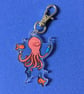 Pink octopus keyring or bag charm